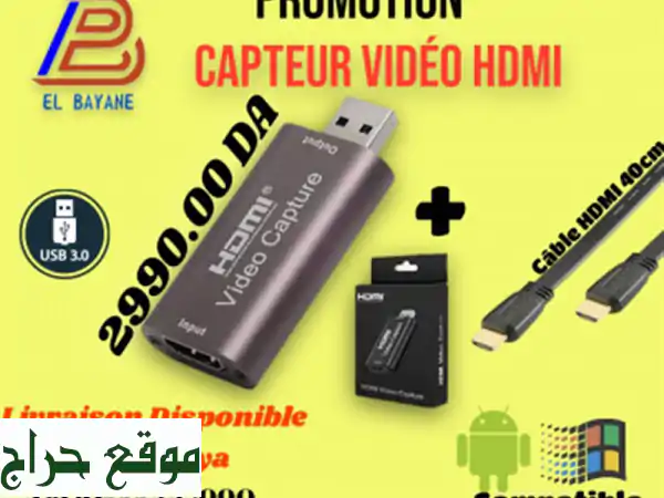 Capture vidéo HDMI  Usb 3.04 k, 1080 p 60 hz.