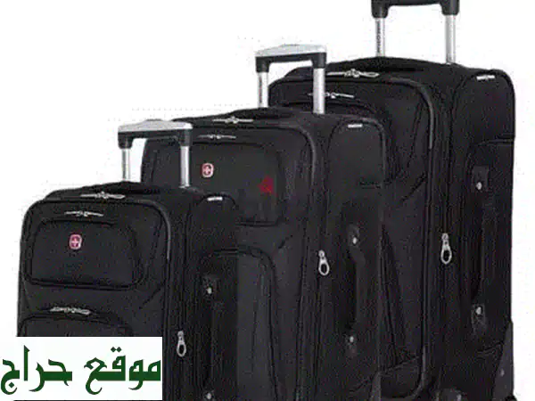 Swiss Gear, Expandable 3 pc Spinner Luggage Set Travel Bags  Black