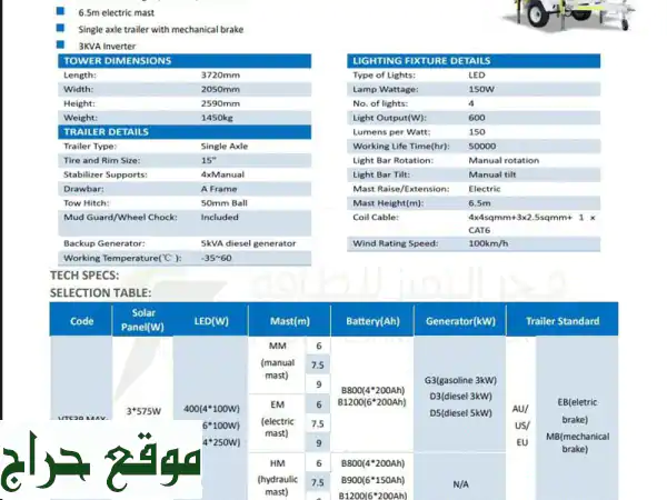 تاور لايت للبيع في الرياض: إضاءة قوية لمشاريعك |...