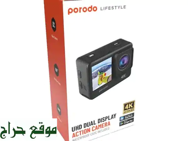 كاميرا أكشن Porodo مقاومة للماء بالكامل - 4K UHD مع...