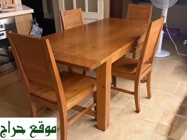طاولة سفرة خشب سويدي طبيعي ماسيف 100% + 6 كراسي -...