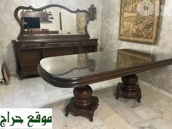 غرفة سفرة خشب زان مصرية فخمة - شبه جديدة! (توصيل لبنان)