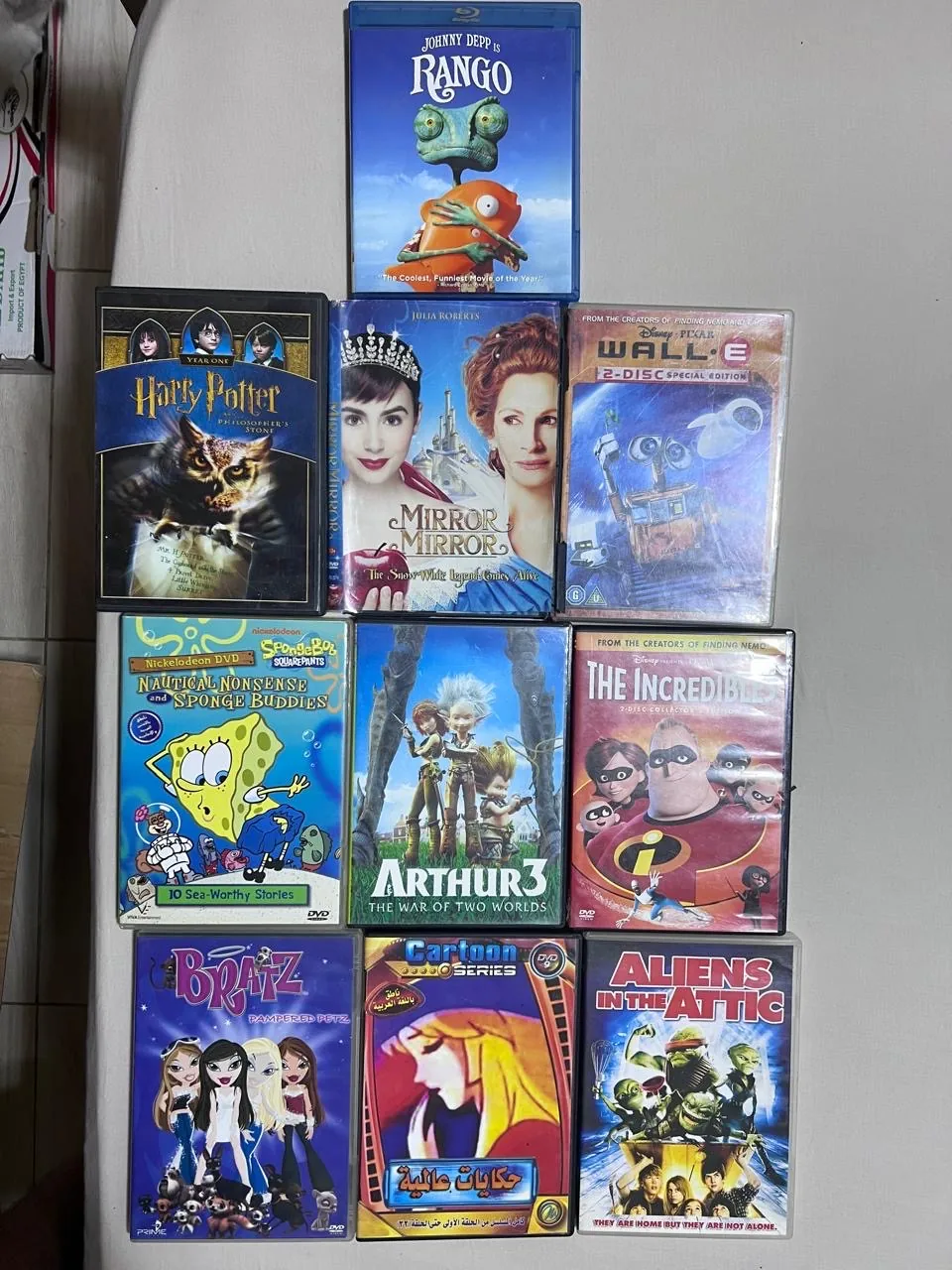 ين سيديهات ودي في دي أفلام كارتون للاطفال جديدة لم تستخدم عدد 10 مطلوب