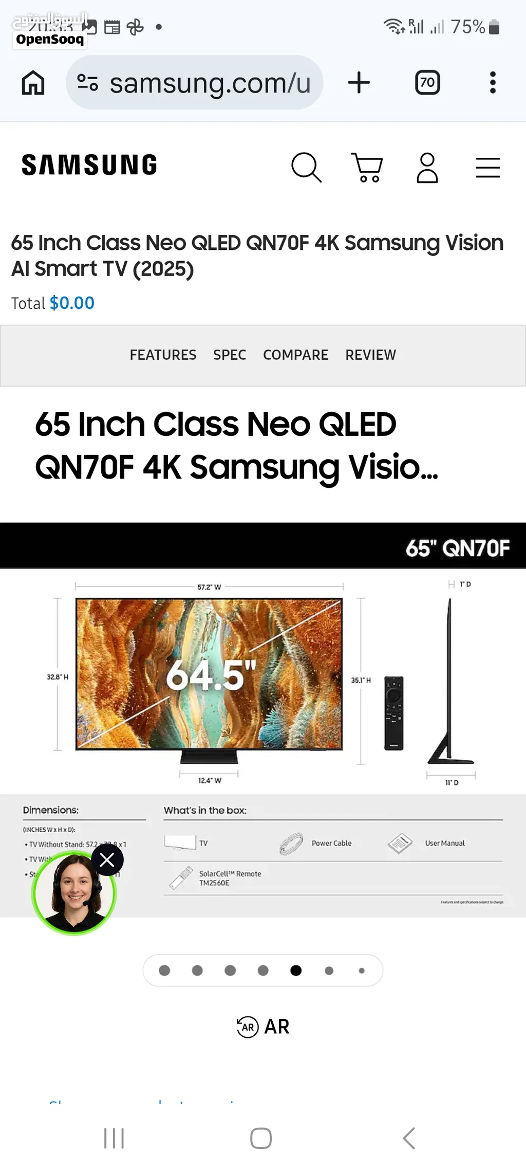 65Inch Class Neo QLED QN70F 4K Samsung Vision AI Smart TV (2025)