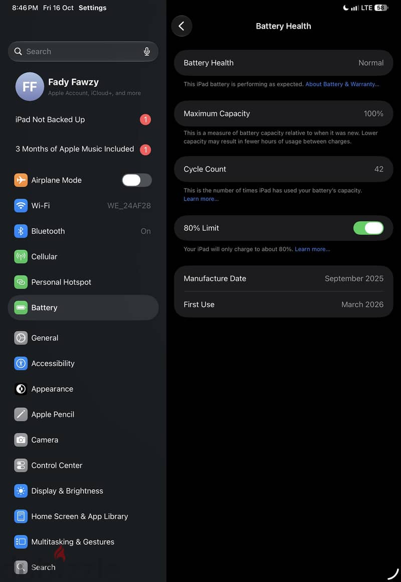 للبيع ipad pro m5 2 tera 11inch 4