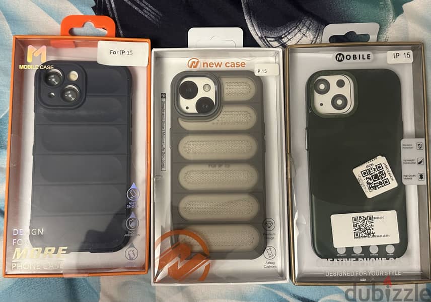 three new iphone- جداد بالعلبة ١٥ جراب ايفون . ٠ كوفر 15 cases