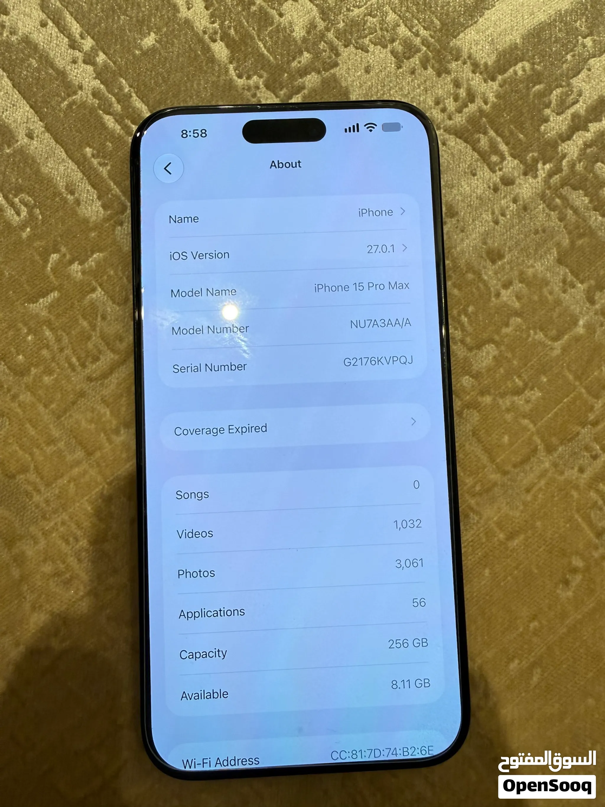 iPhone 15 pro max بحاله الوكاله جديد 256 g البطاريه 100