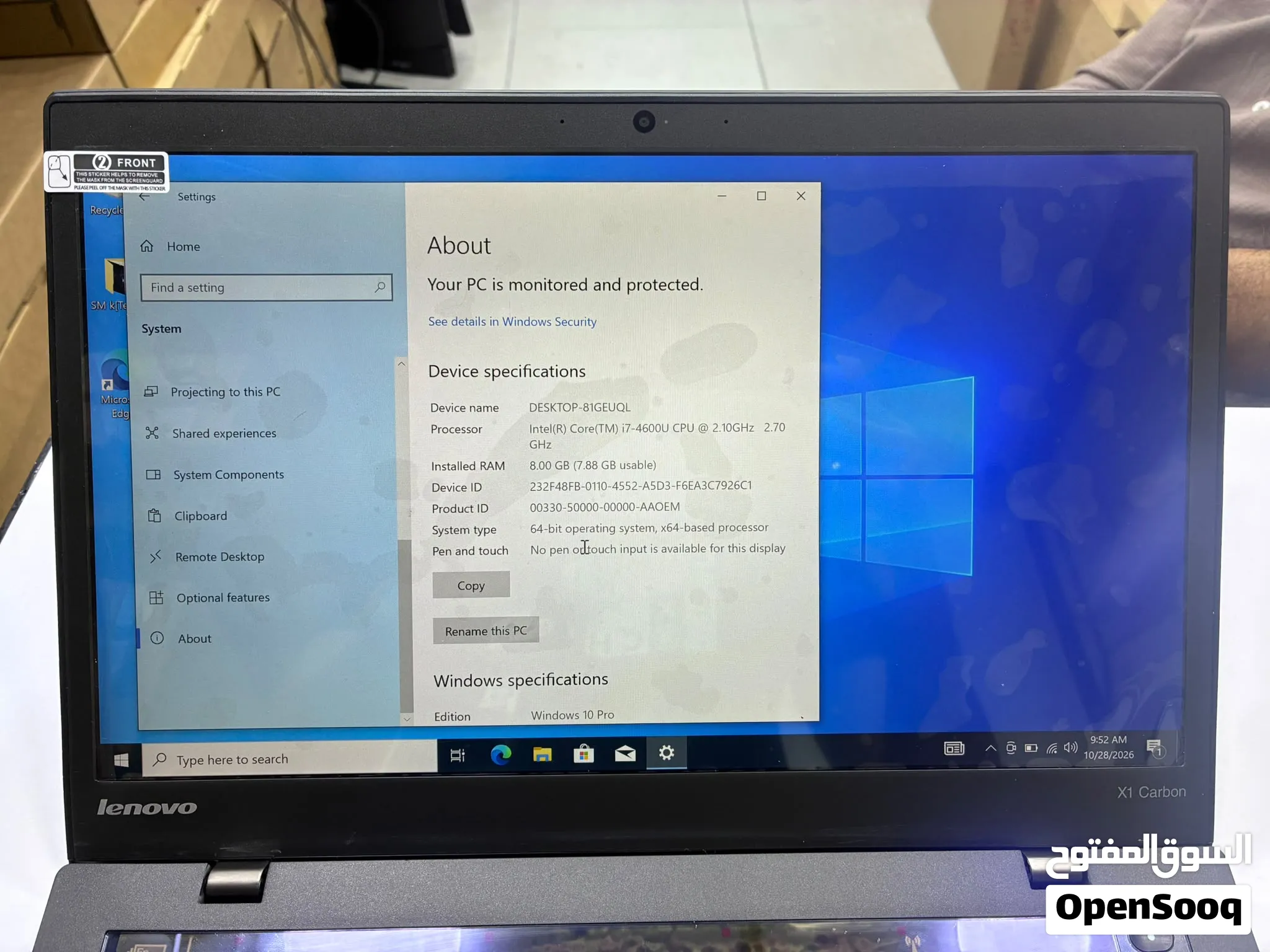 Lenovo Thinkpad X1 Carbon with touchbar