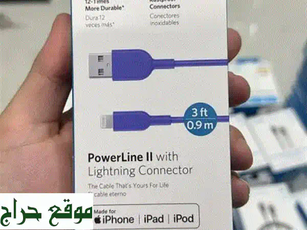 كيبل Anker Powerline II Lightning الأزرق 3 قدم: شحن فائق...