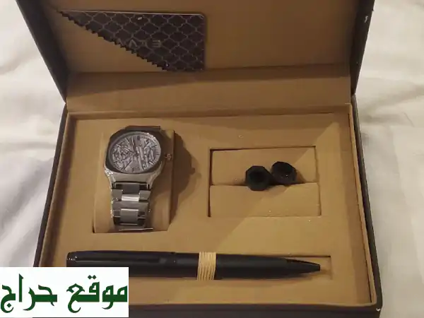 فرصة ذهبية! طقم ELVVI رجالي فاخر: ساعة، قلم، كبك جديد بضمان 10 أشهر – لا يفوتك! 2