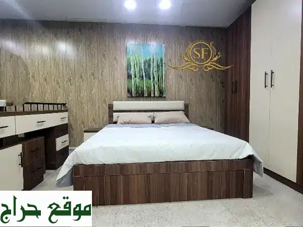 غرفة نوم كاملة مودرن: تصميم أحلامك بمقاسات وألوان مخصصة | سرير، كومود، تسريحة، ودولاب