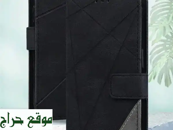فخامة وحماية! غطاء محفظة جلد طبيعي (أسود وكحلي) لهاتف Huawei Y9 Prime 2019 - جديد كلياً مع حامل (قطعتين)