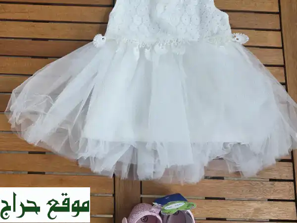👶 ملابس أطفال كيوت: فستان بناتي باليرينا أبيض وشورتات أولاد (كحلي وبيج) | تسوق الآن! 2