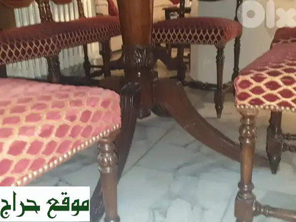 طاولة سفرة أثرية فخمة مزخرفة (8 كراسي) للفلل الراقية | قطعة نادرة وتاريخية - عرض خاص 3