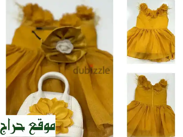 فستان أميرة بناتي فاخر (كالجديد) - طقم كامل مع حقيبة وتاج لعمر سنة-1.5 سنة بـ 8 دنانير!