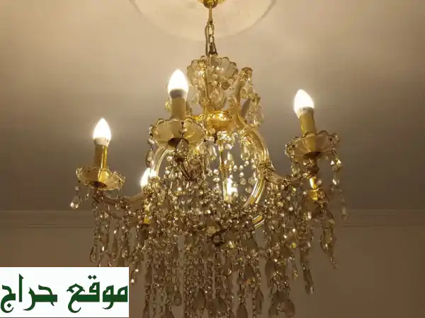 💎 ثريا كريستال ذهبية فاخرة 5 لمبات - تألق منزلك بأناقة خالدة! (100 ريال) 2
