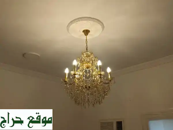💎 ثريا كريستال ذهبية فاخرة 5 لمبات - تألق منزلك بأناقة خالدة! (100 ريال)