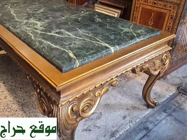 طاولة قهوة عتيقة فاخرة | رخام وخشب مذهب أصيل | لمسة من التاريخ لمنزلك 2
