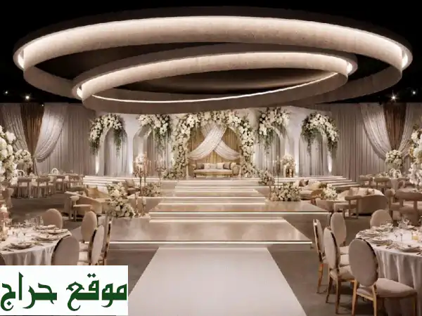 تصميم كوش أفراح: حوّل حلم زفافك لواقع! كوشات فخمة ومخصصة لكل المساحات.