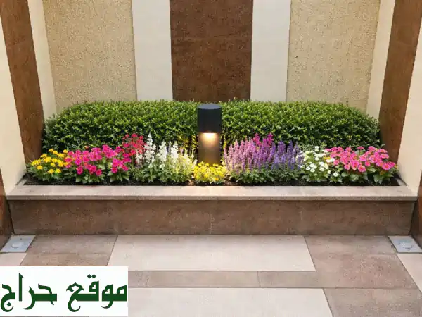 تنسيق حدائق احترافي | زراعة ثيل طبيعي، ري أوتوماتيكي، تركيب عشب صناعي ونخيل