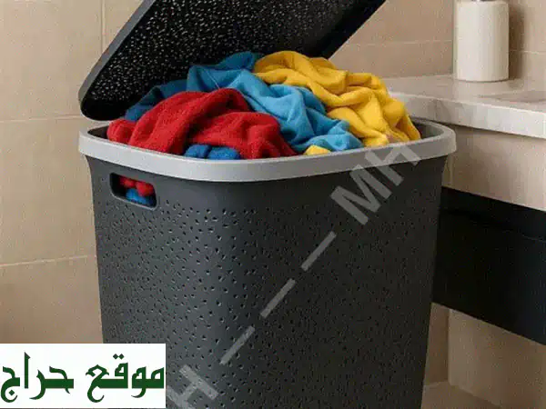 سلة غسيل بلاستيك ثقيلة بغطاء - حجم كبير | تنظيم مثالي للملابس والألعاب | متوفرة الآن بسعر 7$! 3