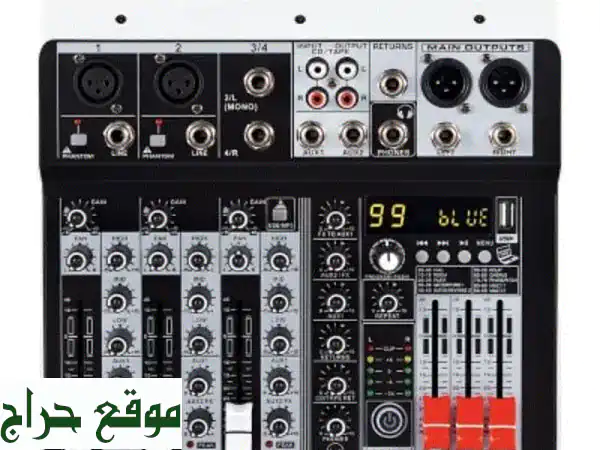 ميكسر صوتي احترافي KV4 بـ 4 قنوات | استوديوك المتكامل مع بلوتوث، USB ومؤثرات رقمية 3