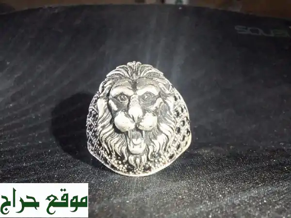 تميز وأناقة: خاتم فضة عيار 925 بوجه الأسد (مستعمل بحالة ممتازة) - توصيل مجاني جدة!