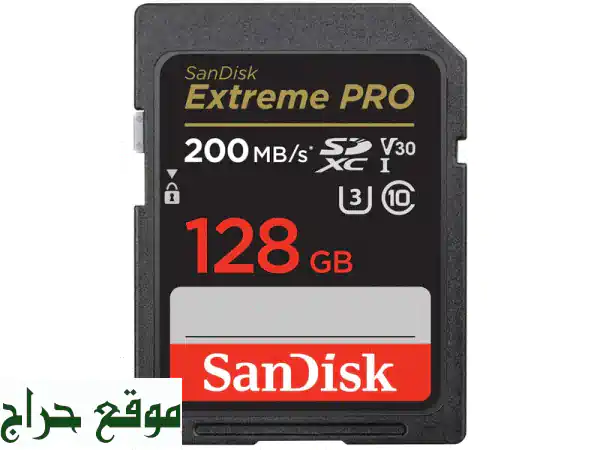 بطاقة SanDisk Extreme Pro 128GB SDXC: قراءة 200MB/s، كتابة 90MB/s | لـ 4K احترافي!