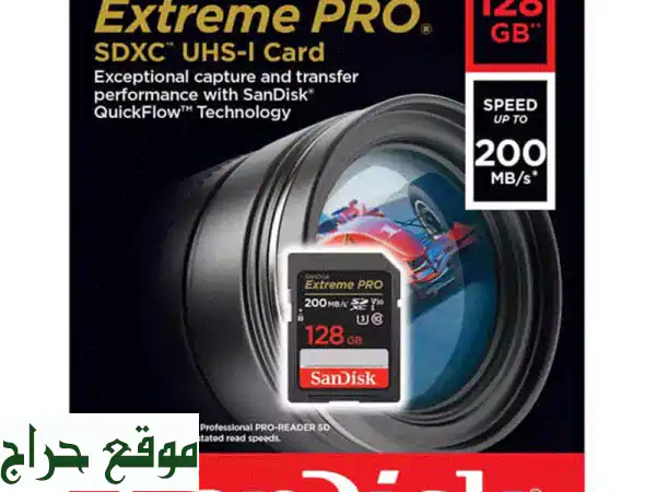 بطاقة SanDisk Extreme Pro 128GB SDXC: قراءة 200MB/s، كتابة 90MB/s | لـ 4K احترافي! 2