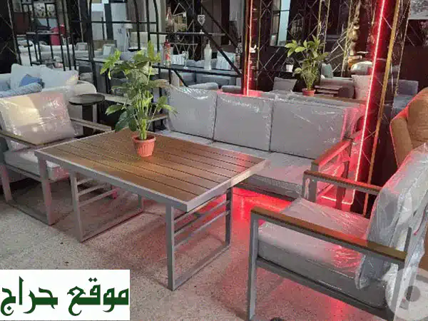 أناقة متكاملة لحديقتك: طقم أثاث خارجي ستيل 5 مقاعد وطاولة بيج | مقاوم للعوامل الجوية 3