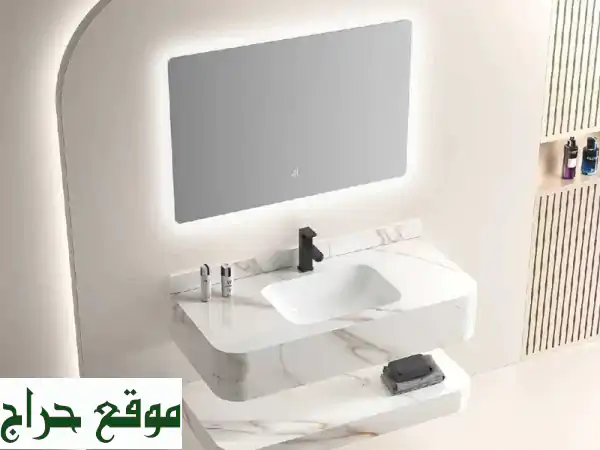 مغسلة حمام Vitta العصرية: رخام صناعي فاخر وإضاءة LED لمساحة تتألق!