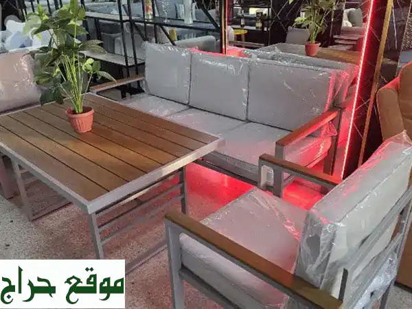 أناقة متكاملة لحديقتك: طقم أثاث خارجي ستيل 5 مقاعد وطاولة بيج | مقاوم للعوامل الجوية 2