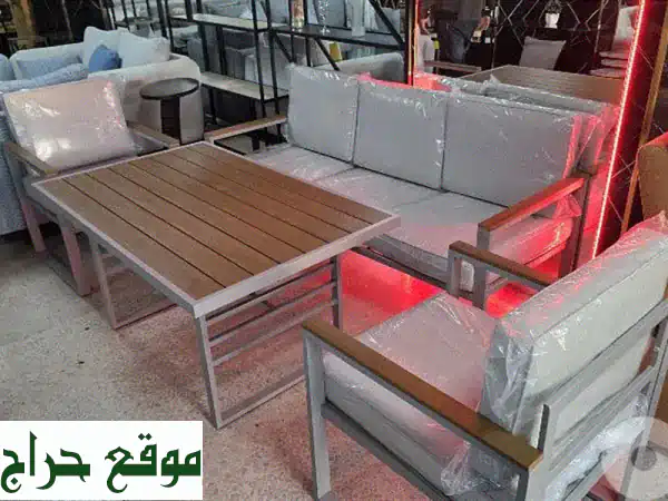 أناقة متكاملة لحديقتك: طقم أثاث خارجي ستيل 5 مقاعد وطاولة بيج | مقاوم للعوامل الجوية 4