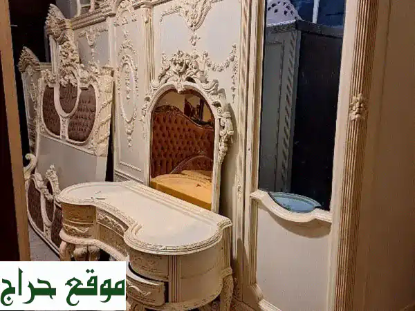 غرفة نوم لون عاجي خشب زين حفر يد فخمة ومميزة مصرية كاملة متكاملة 4