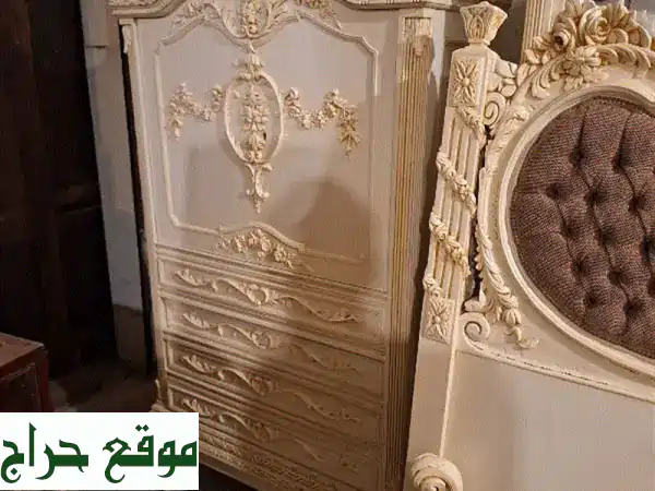 غرفة نوم لون عاجي خشب زين حفر يد فخمة ومميزة مصرية كاملة متكاملة 2