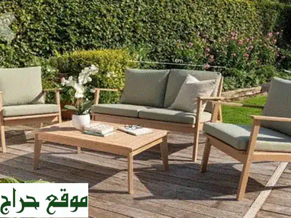 طقم راتان فاخر للحدائق | جلسة خارجية 3+1+1 + طاولة - استمتع بالراحة والأناقة 4