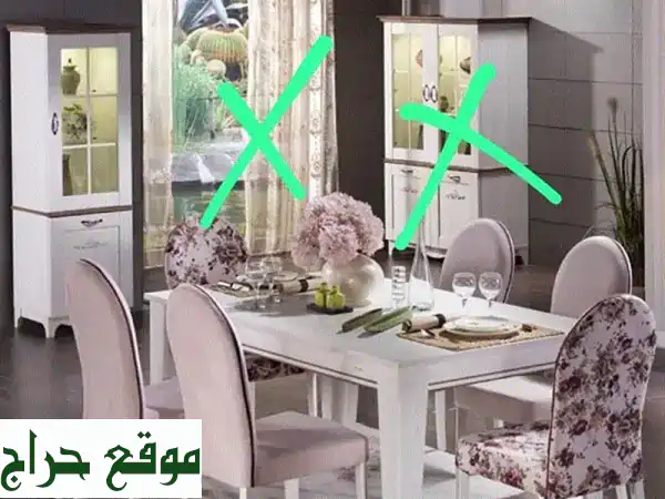 غرفة سفرة جديدة متكاملة: 6 كراسي، طاولة، بوفيه، برادي | أثاث ومفروشات عصرية لمنزلك