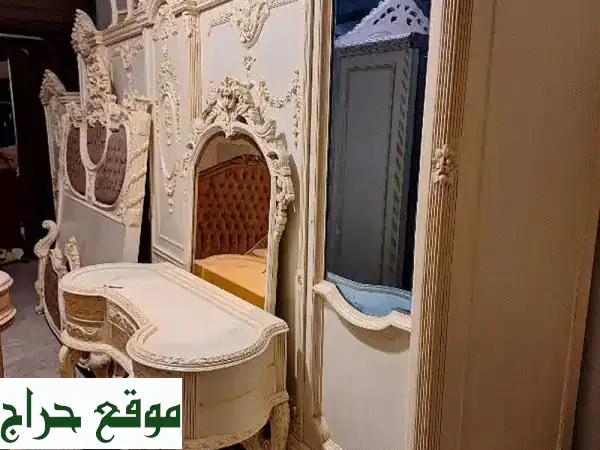 غرفة نوم لون عاجي خشب زين حفر يد فخمة ومميزة مصرية كاملة متكاملة 3