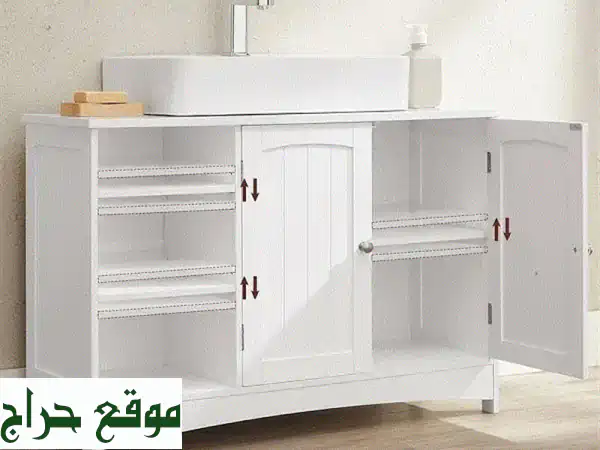 دولاب تحت الحوض أبيض أنيق | حلول تخزين حمام عصرية وأثاث مميز 3