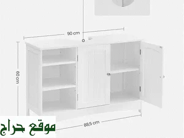 دولاب تحت الحوض أبيض أنيق | حلول تخزين حمام عصرية وأثاث مميز 4