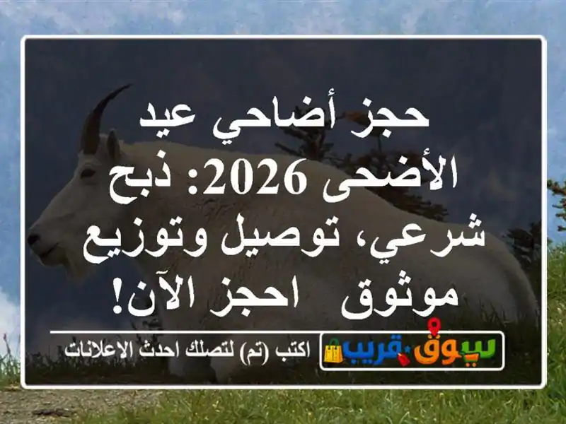 حجز أضاحي عيد الأضحى 2026: ذبح شرعي، توصيل وتوزيع موثوق...