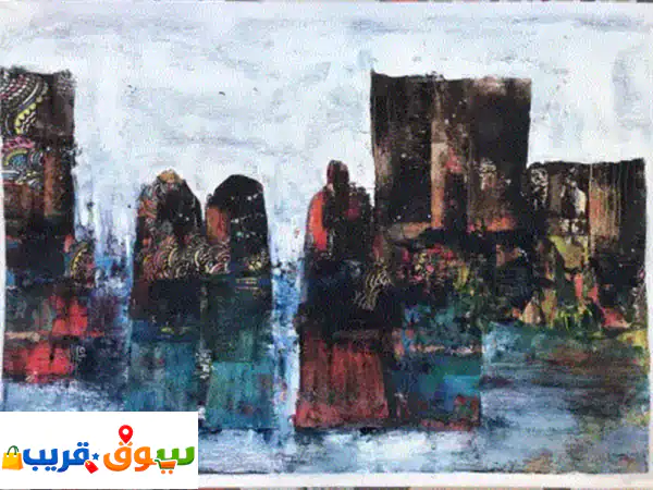 لوحات تشكيلية  الوان اكريلك علي ورق فاب ريانوا  70 cmx50cm  بدون فريم 2