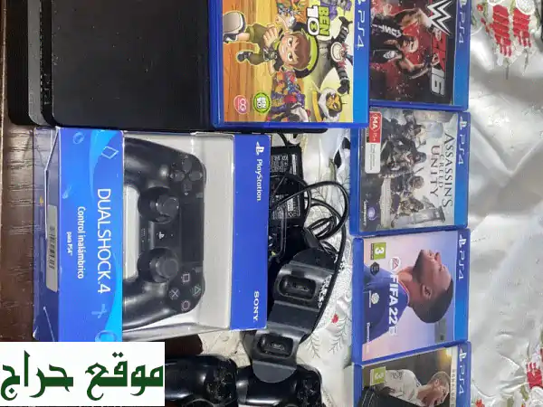 PlayStation 4 Slim 500GB مع 4 يد تحكم + 7 ألعاب + حامل + شاحن!  فرصة لا تُفوّت!