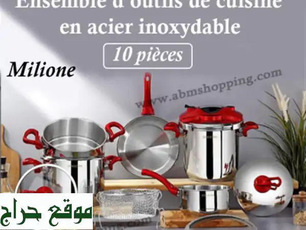Ensemble d'outils de cuisine Milione en acier inoxydable 10 pièces  Bonera