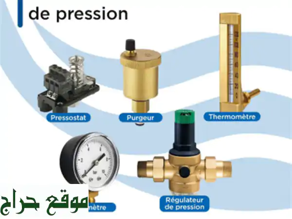 Raccordements de pression  ManomètresThermomètreRégulateur de pressionPressostatPurgeur
