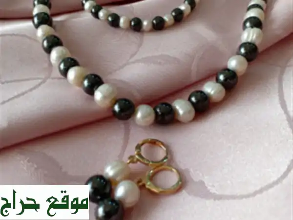 طاقم جوهر حر و حجر الهيماتيت, parure en perles de culture et hématite