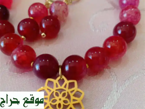 Bracelet et boucles en perles naturelles semi précieuse l'agate