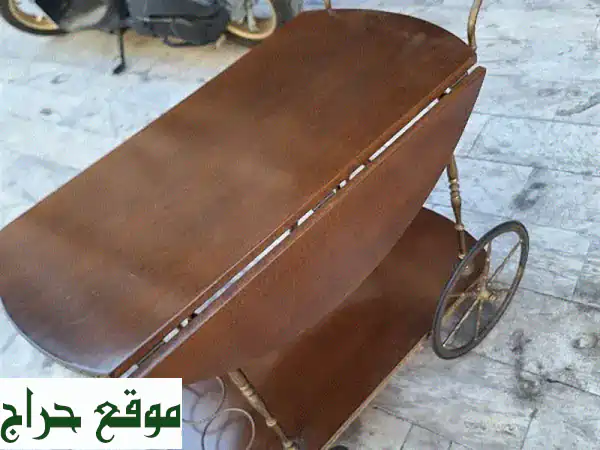 ترولي بار أنتيك فاخر: عرباية مشروب خشب جوز مميزة...