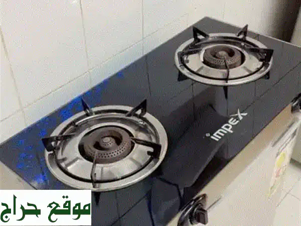 فرصة لا تُعوّض! بوتاجاز إمبكس زجاجي أسود 2 شعلة بإشعال ذاتي - حالة ممتازة لمطبخك العصري