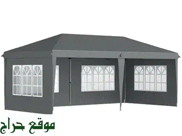 شمسية ألومنيوم فاخرة 3×3 دوارة 360° | مثالية للحدائق والمساحات الخارجية - أبيض ورمادي